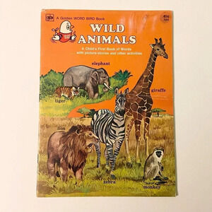 Vintage 1977 Wild Animals Golden  Word Bird Book Paperback Golden Press